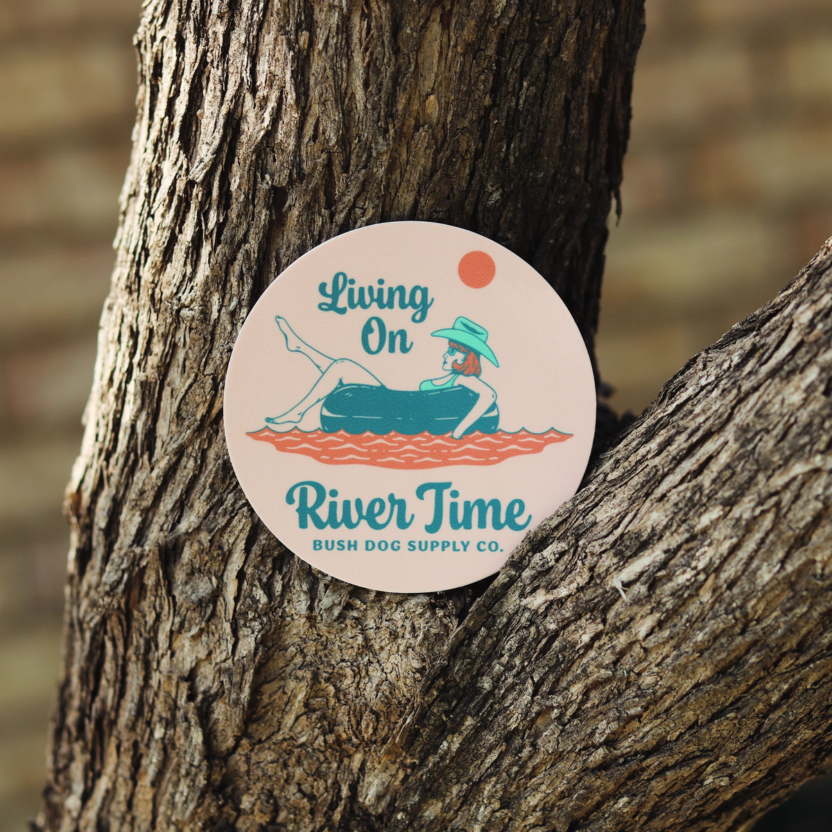 Living on River Time Sticker