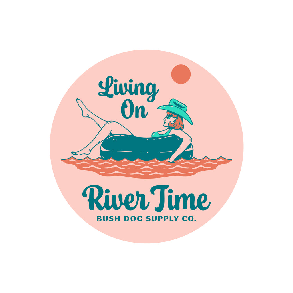 Living on River Time Sticker